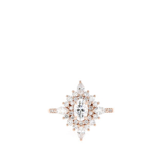 0.43 CT Oval Cluster Halo Moissanite Engagement Ring - Barbara Maison 