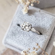 1.0 CT Round Cut Three Stone E/VS1 Lab Grown Diamond Engagement Ring - Barbara Maison 