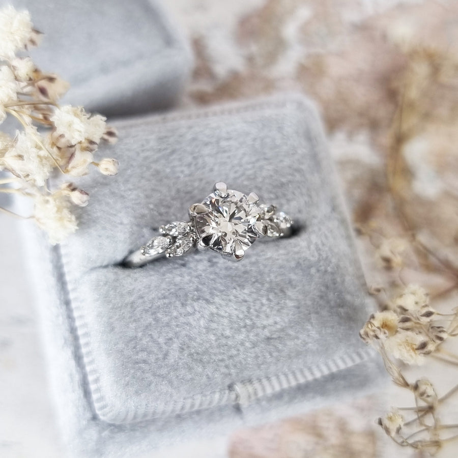 1.0 CT Round Cluster CVD E/VS1 Diamond Engagement Ring - Barbara Maison 