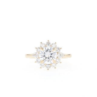 0.88 CT Round Cut Halo Moissanite Engagement Ring - Barbara Maison 