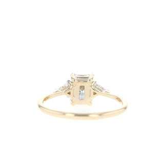 1.04 CT Emerald Cut Three Stone Moissanite Engagement Ring - Barbara Maison 