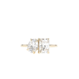 1.88 TCW Radiant & Oval Two Stone Moissanite Engagement Ring - Barbara Maison 