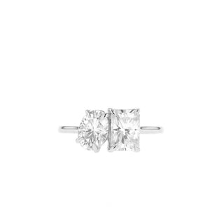 1.88 TCW Radiant & Oval Two Stone Moissanite Engagement Ring - Barbara Maison 