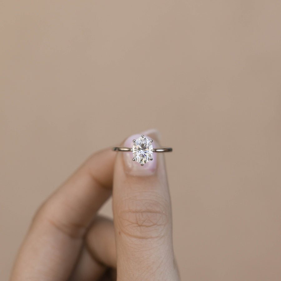 1.33 CT Oval Cut Solitaire Moissanite Engagement Ring - Barbara Maison 