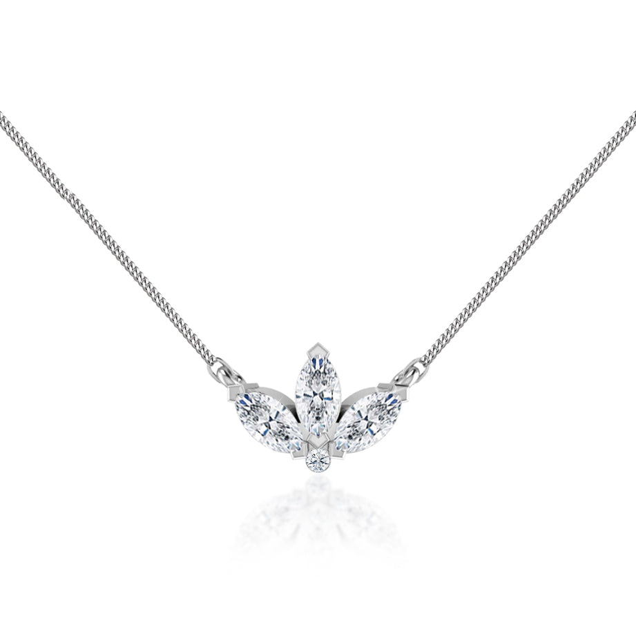 0.32 TCW Round & Marquise Moissanite Diamond Petal Style Necklace - Barbara Maison 