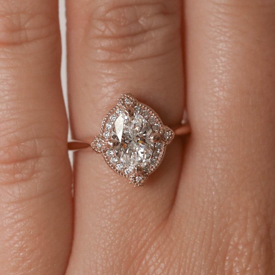 0.84 CT-1.33 CT Oval Cut Vintage Moissanite Engagement Ring - Barbara Maison 