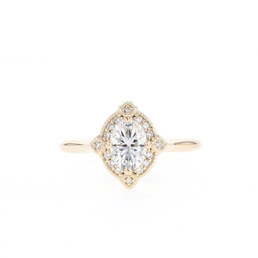 0.84 CT-1.33 CT Oval Cut Vintage Moissanite Engagement Ring - Barbara Maison 