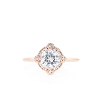 0.88 CT Round Cut Vintage Moissanite Engagement Ring - Barbara Maison 