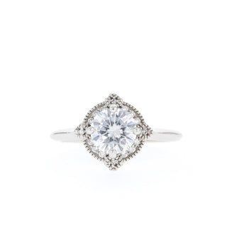 0.88 CT Round Cut Vintage Moissanite Engagement Ring - Barbara Maison 