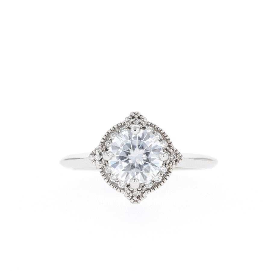 0.88 CT Round Cut Vintage Moissanite Engagement Ring - Barbara Maison 