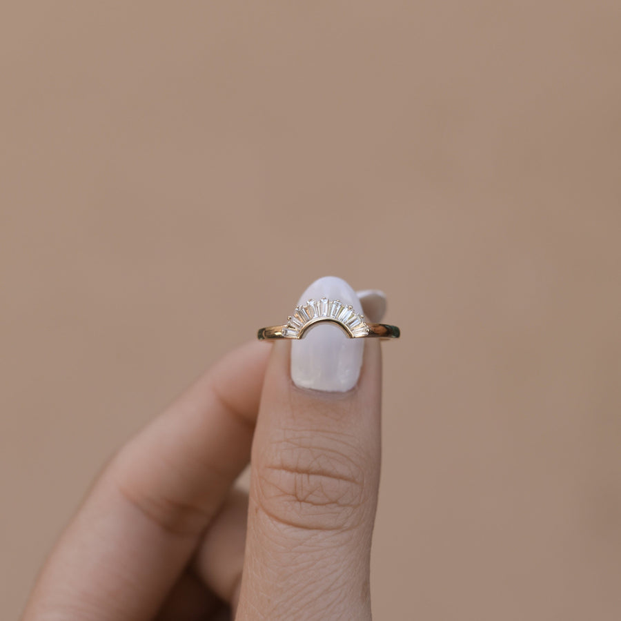 0.22 Baguette Curved Moissanite Wedding Band