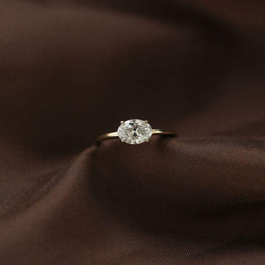 0.84 CT Oval Solitaire Moissanite Engagement Ring - Barbara Maison 