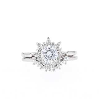 0.88 CT Round Cut Floral Moissanite Bridal Ring Set - Barbara Maison 