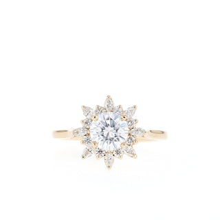 0.88 CT Round Cut Cluster Halo Moissanite Engagement Ring - Barbara Maison 