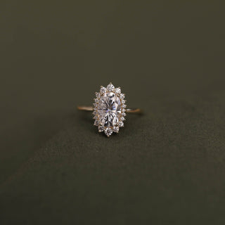 1.91 CT Oval Cluster Halo Style Moissanite Engagement Ring - Barbara Maison 