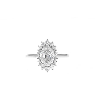 1.91 CT Oval Cluster Halo Style Moissanite Engagement Ring - Barbara Maison 