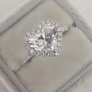 2.0 CT Heart Cut Halo Style Moissanite Engagement Ring - Barbara Maison 