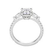 2.10 CT Oval Cut 3 Stone Moissanite Engagement Ring - Barbara Maison 