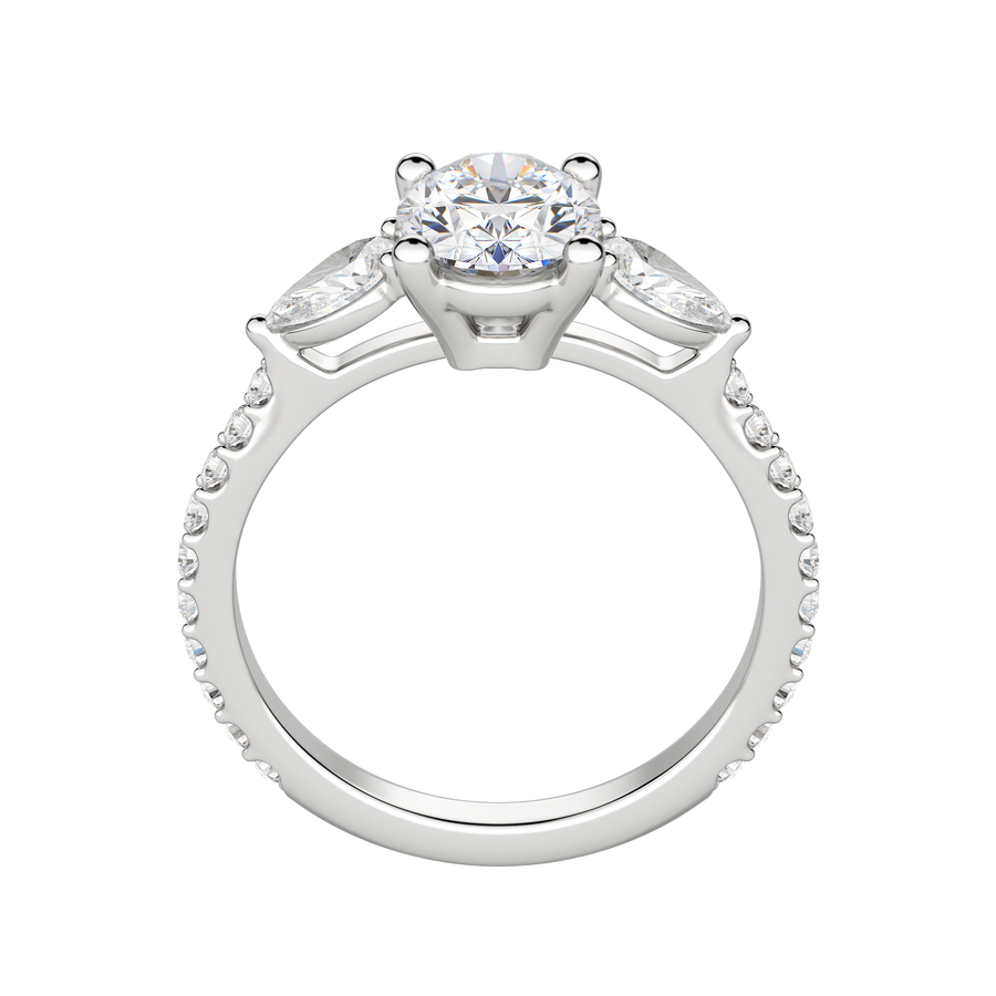 2.10 CT Oval Cut 3 Stone Moissanite Engagement Ring - Barbara Maison 