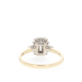 0.92 CT Emerald Cut Halo Moissanite Engagement Ring - Barbara Maison 