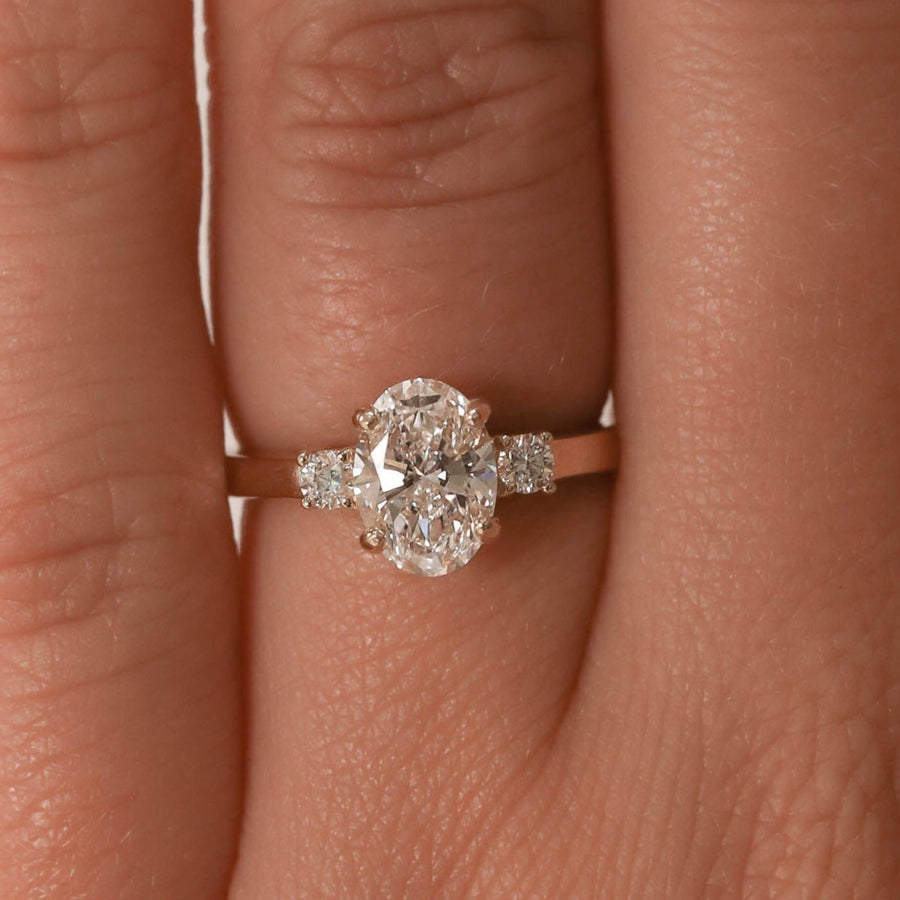 1.33 CT Oval Cut 3-Stones Moissanite Engagement Ring - Barbara Maison 