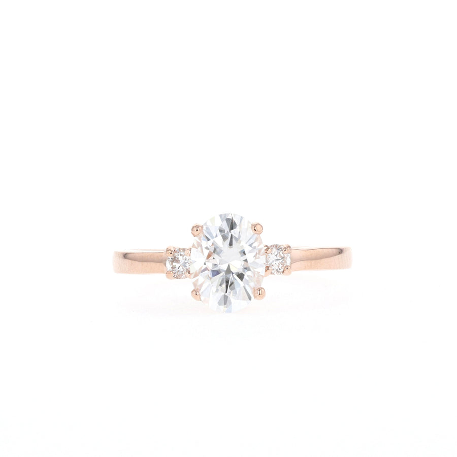 1.33 CT Oval Cut 3-Stones Moissanite Engagement Ring - Barbara Maison 