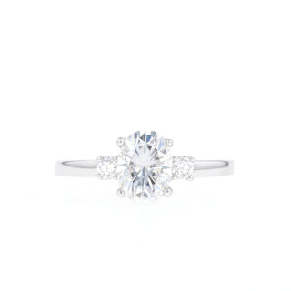 1.33 CT Oval Cut 3-Stones Moissanite Engagement Ring - Barbara Maison 