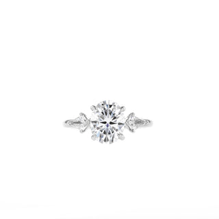 0.84-2.72 CT Oval Cut 3 Stones Moissanite Engagement Ring - Barbara Maison 