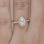 0.69-1.33 CT Pear Cut Halo & Pave Moissanite Engagement Ring - Barbara Maison 