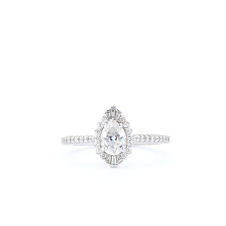 0.69-1.33 CT Pear Cut Halo & Pave Moissanite Engagement Ring - Barbara Maison 