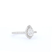 0.69-1.33 CT Pear Cut Halo & Pave Moissanite Engagement Ring - Barbara Maison 
