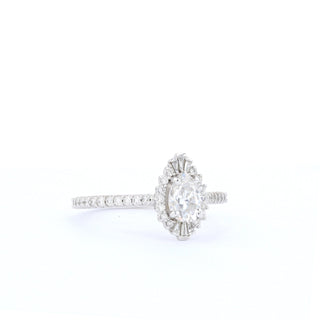 0.69-1.33 CT Pear Cut Halo & Pave Moissanite Engagement Ring - Barbara Maison 