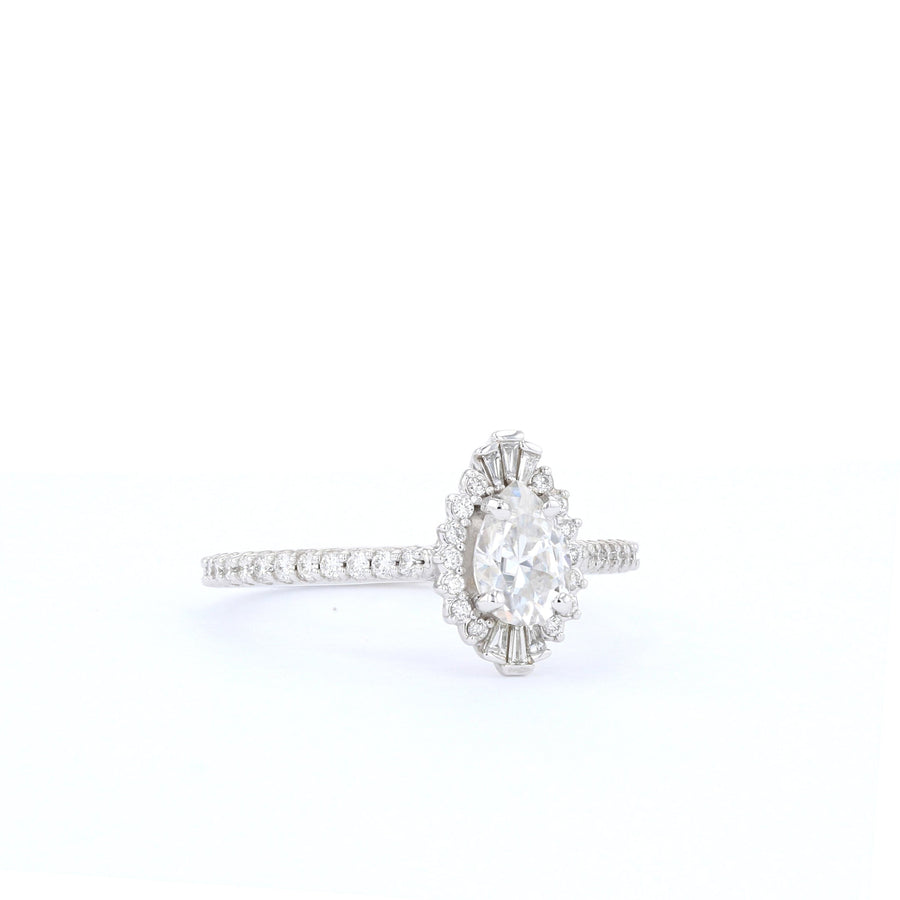 0.69-1.33 CT Pear Cut Halo & Pave Moissanite Engagement Ring - Barbara Maison 