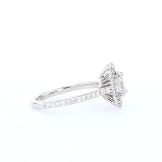 0.69-1.33 CT Pear Cut Halo & Pave Moissanite Engagement Ring - Barbara Maison 