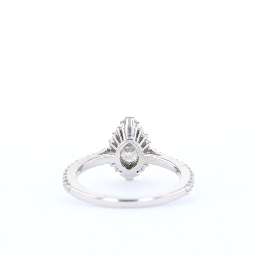 0.69-1.33 CT Pear Cut Halo & Pave Moissanite Engagement Ring - Barbara Maison 