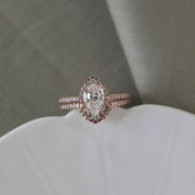 0.69-1.33 CT Pear Cut Halo & Pave Moissanite Bridal Ring Set - Barbara Maison 