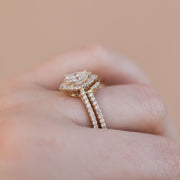 0.69-1.33 CT Pear Cut Halo & Pave Moissanite Bridal Ring Set - Barbara Maison 