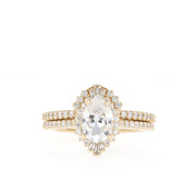 0.69-1.33 CT Pear Cut Halo & Pave Moissanite Bridal Ring Set - Barbara Maison 