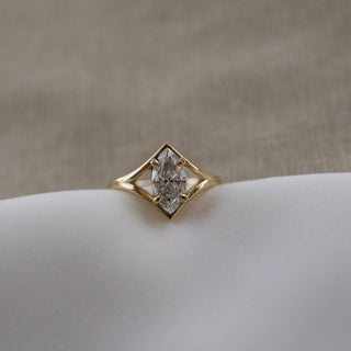 1 CT Marquise Cut Solitaire Split Shank Moissanite Engagement Ring - Barbara Maison 