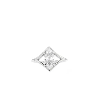 1 CT Marquise Cut Solitaire Split Shank Moissanite Engagement Ring - Barbara Maison 