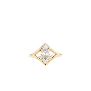 1 CT Marquise Cut Solitaire Split Shank Moissanite Engagement Ring - Barbara Maison 