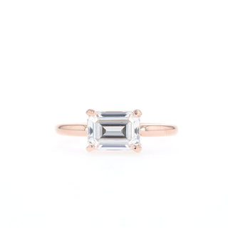 1.6 CT Emerald Cut Solitaire Moissanite Engagement Ring - Barbara Maison 