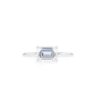 1.6 CT Emerald Cut Solitaire Moissanite Engagement Ring - Barbara Maison 