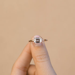 1.6 CT Emerald Cut Solitaire Moissanite Engagement Ring - Barbara Maison 