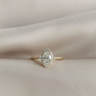 0.84 CT Oval Cut Halo Moissanite Engagement Ring - Barbara Maison 