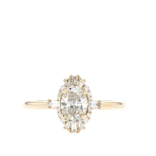 0.84 CT Oval Cut Halo Moissanite Engagement Ring - Barbara Maison 