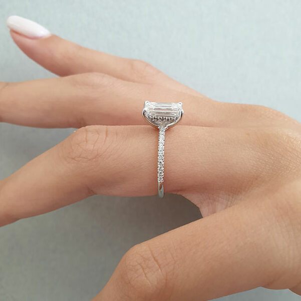 1.60 CT Emerald Pave Setting Moissanite Engagement Ring - Barbara Maison 