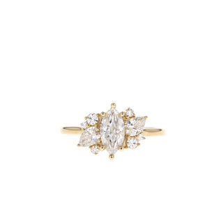 0.67 CT Marquise Cut Cluster Moissanite Engagement Ring - Barbara Maison 