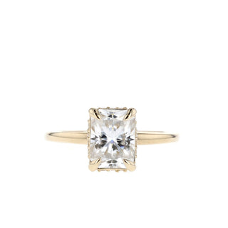 1.04-2.43 CT Radiant Cut Hidden Halo Moissanite Engagement Ring - Barbara Maison 