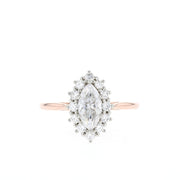 0.67 CT Marquise Cut Halo Moissanite Engagement Ring - Barbara Maison 